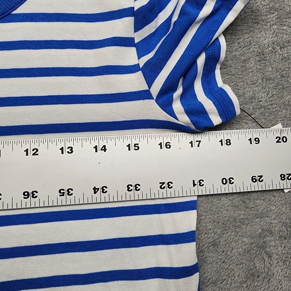 T by Talbots Womens S Blue White Stripe Top NWT Cotton Blend Short Sleeve Tee - Picture 8 of 9